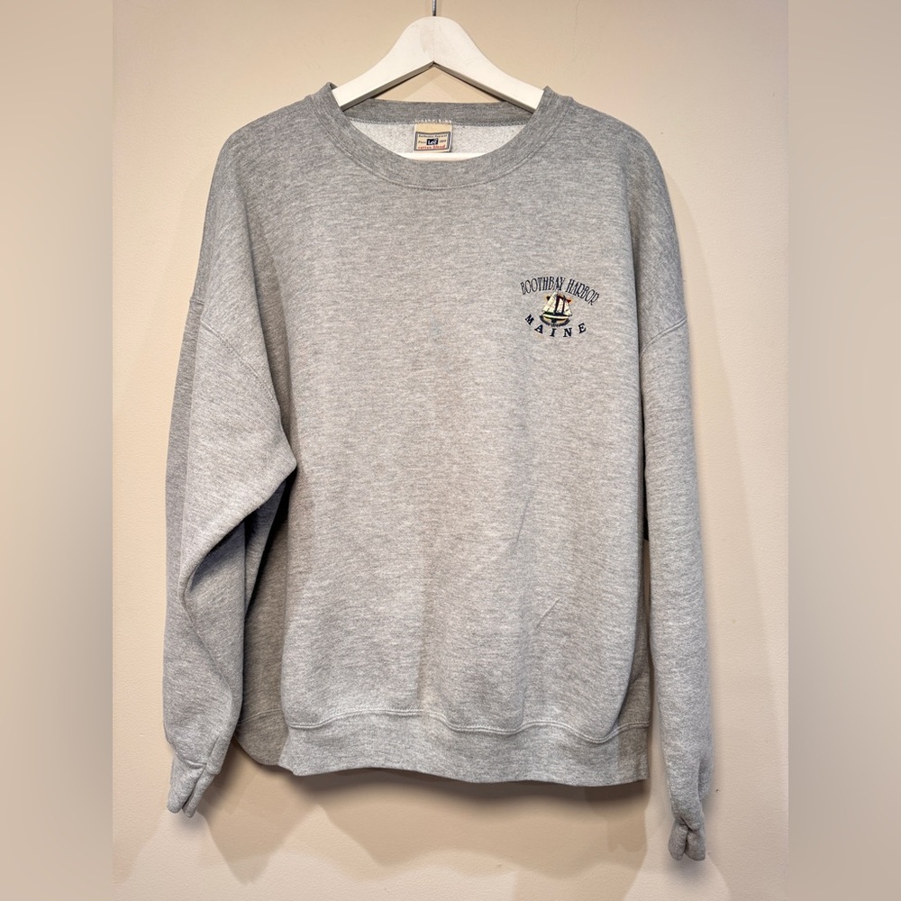 Vintage Boothbay Harbor Maine Sweatshirt Gray Crewneck Unisex Size L/XL